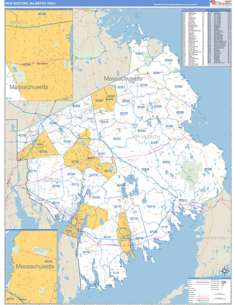 New Bedford Metro Area Wall Map